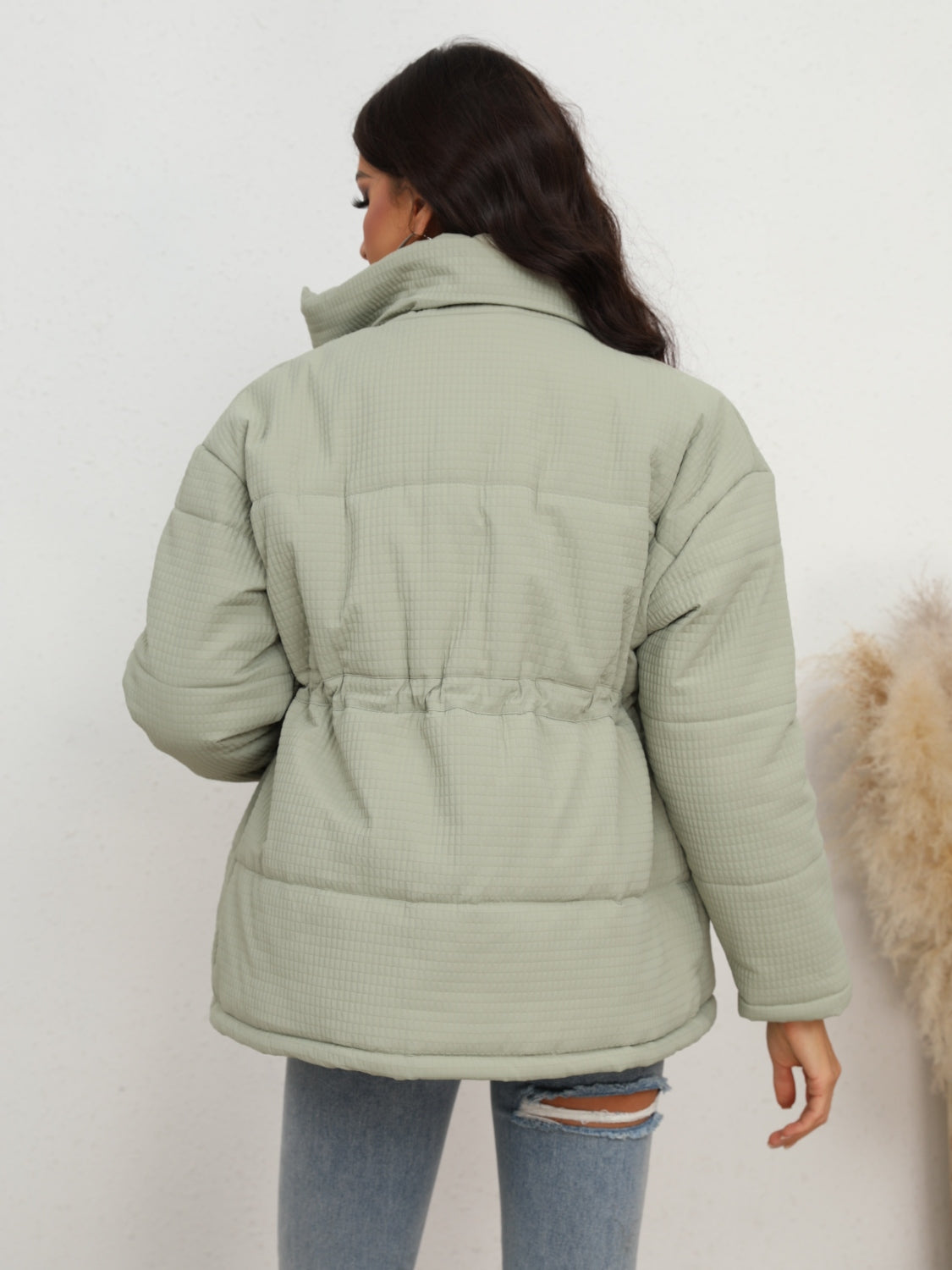 Women's Posh Drawstring Waist Zip-Up Puffer Jacket