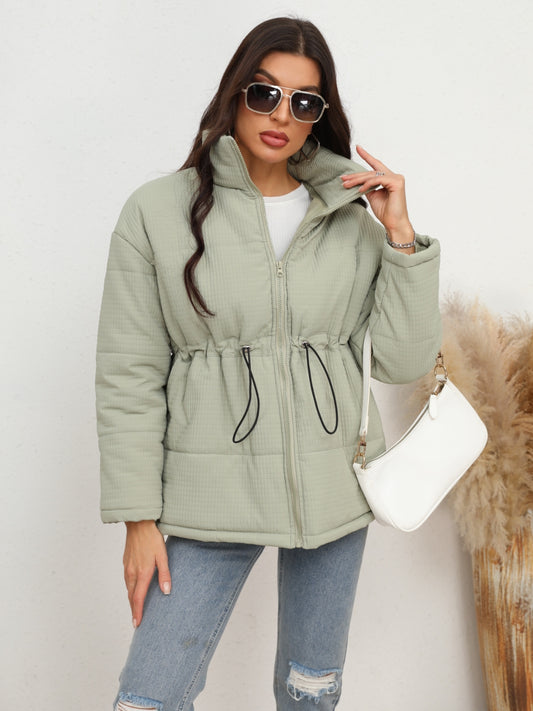 Women's Posh Drawstring Waist Zip-Up Puffer Jacket